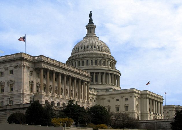 Senats-Seitenansicht des United States Capitol in Washington, D.C. Copyright: Public Domain