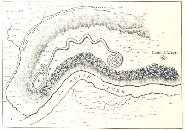 Historisches Aufmaß des Great Serpent Mound.Copyright: Gemeinfrei