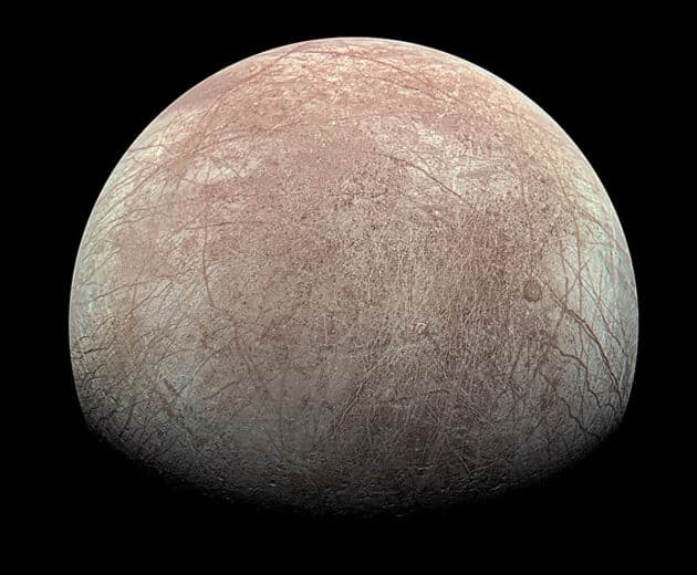 Blick der NASA-Sonde „Juno“ auf den Jupitermond Europa im September 2022. Copyright: Kevin M. Gill/NASA/JPL-Caltech/SwRI