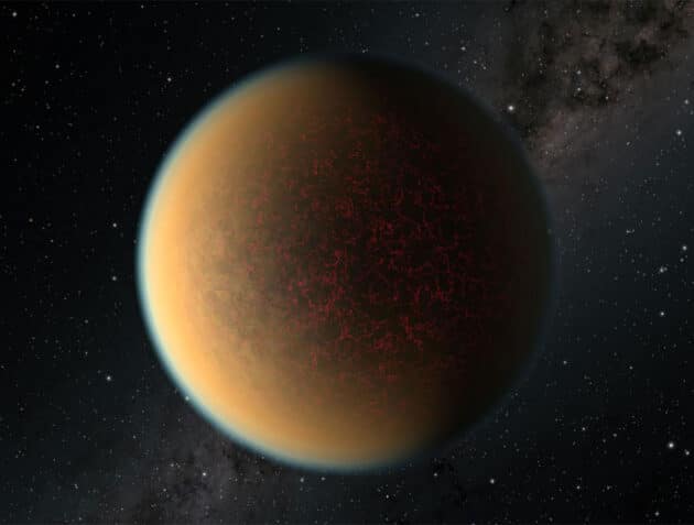 Künstlerische Darstellung des Exoplaneten „GJ 1132 b“ (Illu.).Copyright: NASA, ESA, Robert L. Hurt (IPAC)