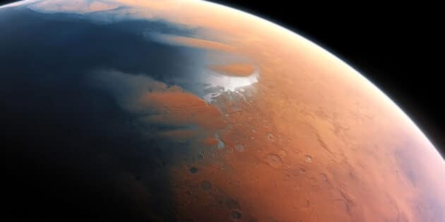 Künstlerische Darstellung des frühen, lebensfreundlichen Mars (Illu). Copyright: European Southern Observatory / M. Kornmesser