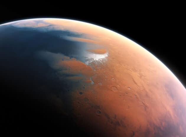 Künstlerische Darstellung des frühen, lebensfreundlichen Mars (Illu).Copyright: European Southern Observatory / M. Kornmesser